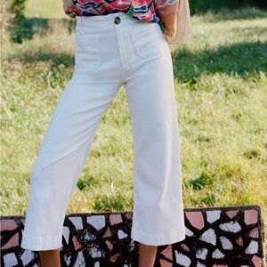 Marine Layer Bridget Slim Wide Leg Crop in White